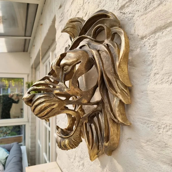 Large Lion Head Wall Mounted Art Sculpture