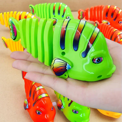 Plastic Wind-Up Wiggle Fish Toys (5pc Set)