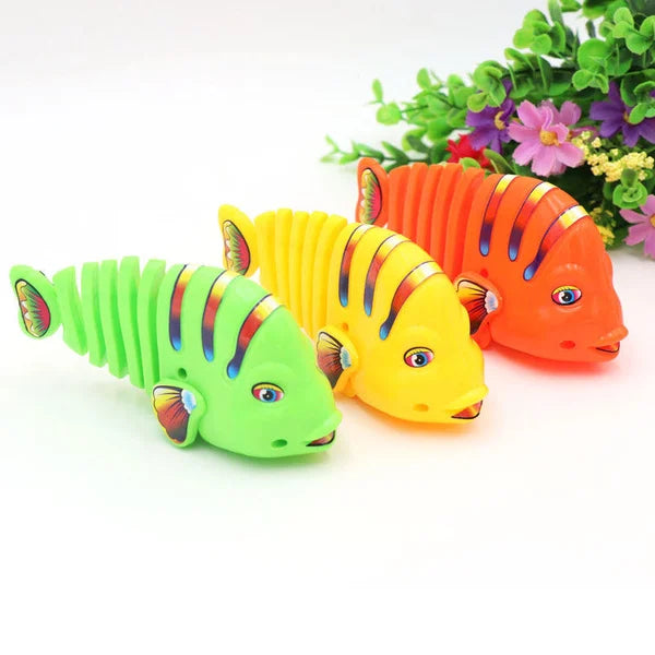 Plastic Wind-Up Wiggle Fish Toys (5pc Set)