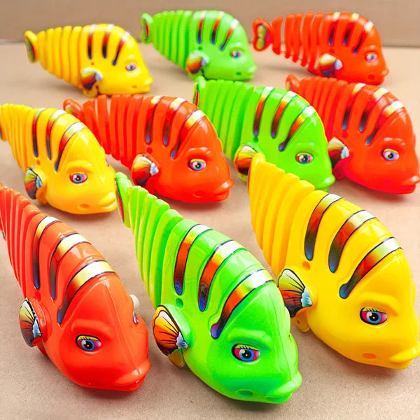 Plastic Wind-Up Wiggle Fish Toys (5pc Set)