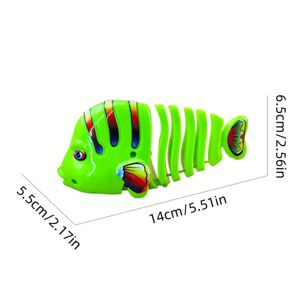 Plastic Wind-Up Wiggle Fish Toys (5pc Set)