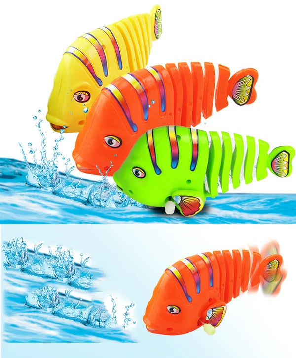 Plastic Wind-Up Wiggle Fish Toys (5pc Set)